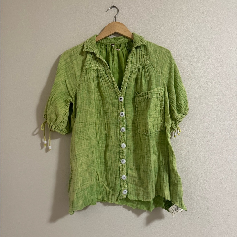 Free people Lime Green Button-Down Women's Shirt
